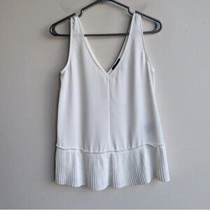 NWT Le Chateau White Sleeveless Pleated Top